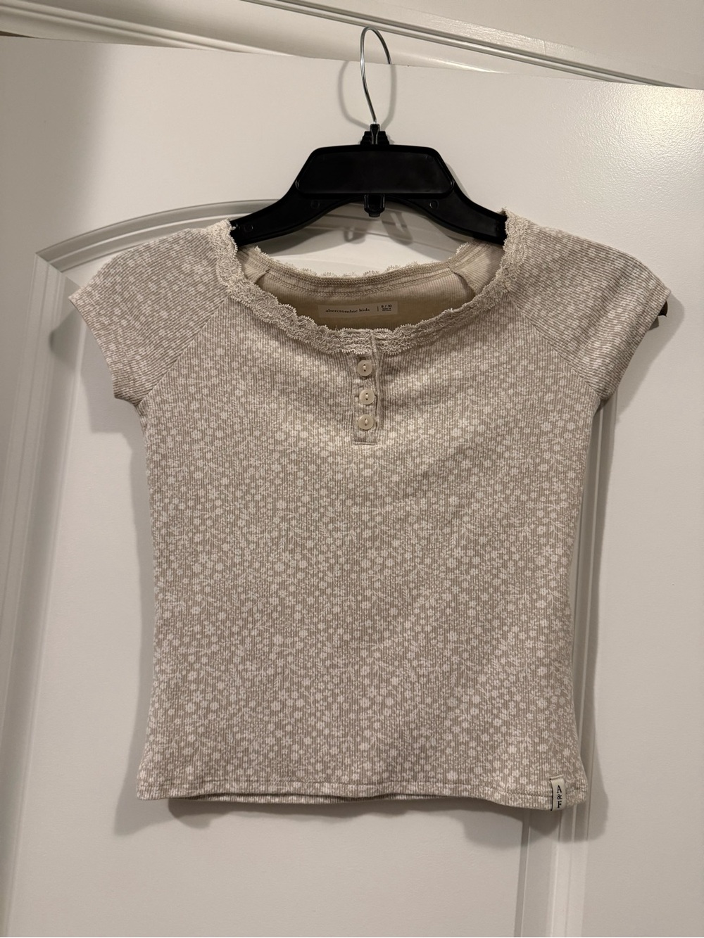 abercrombie kids Cream Floral Henley Tee